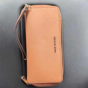 Michael Kors Brown Zip-Around Wristlet